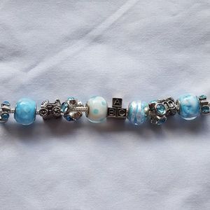 "It's a Boy" Bracelet with Blue Murano Beads